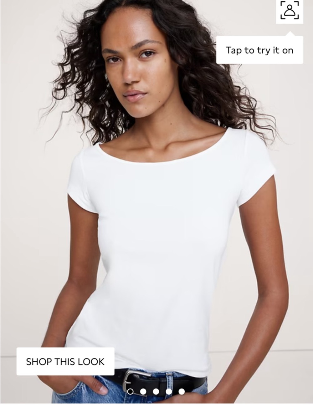 Banana Republic White Short-Sleeve Scoop Neck Tee